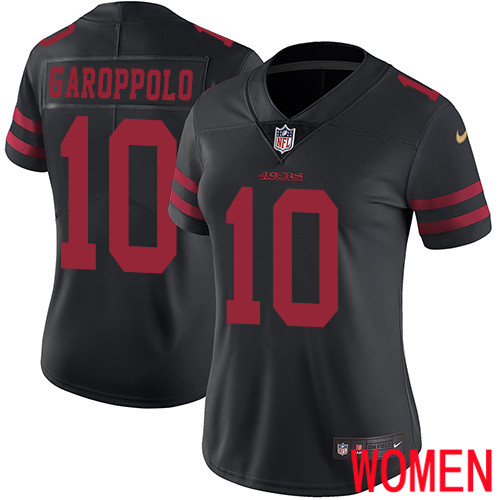 San Francisco 49ers Limited Black Women 10 Jimmy Garoppolo Alternate NFL Jersey Vapor Untouchable